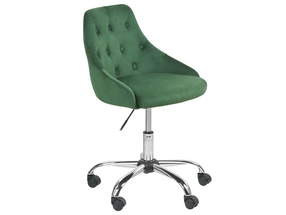 Beliani Zamatová kancelárska stolička zelená PARRISH